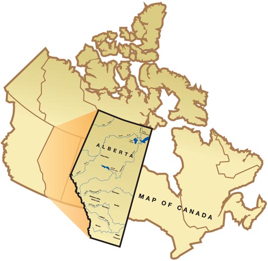 Canadian Map highlighting Alberta